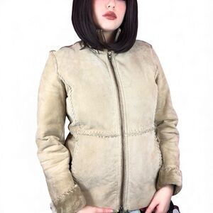 Women's Tan Leather Whipstitch Jacket